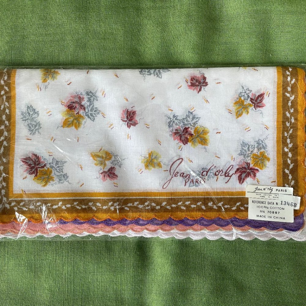 Vintage NEW Jean d'orly Paris Signed Handkerchiefs 100% Cotton Qty 12 - Picture 6 of 6
